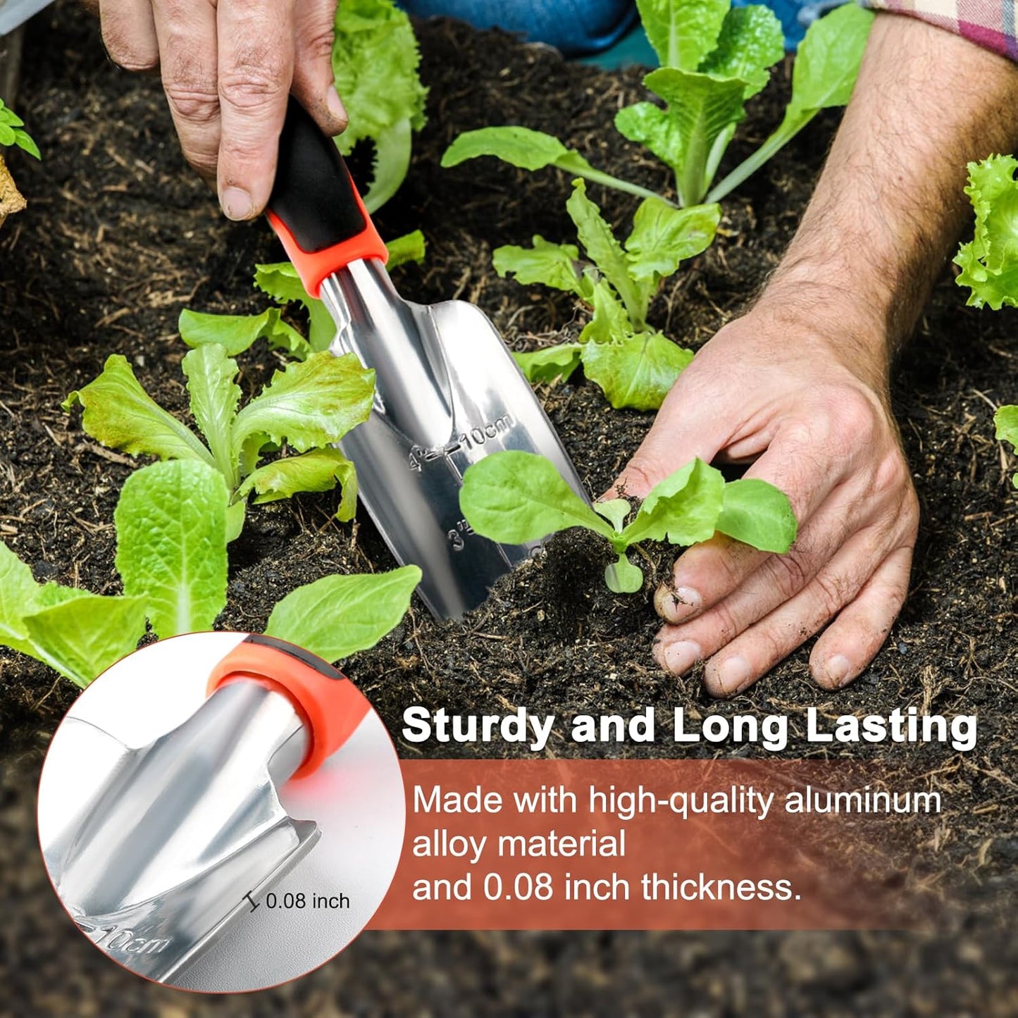 Garden Shovel Trowel Garden Tool with Measurement Mark + Garden Tools Sets, Gardening Tool Set with 39.3 in Repotting Mat