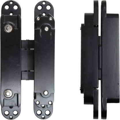6inch Hidden Door Hinges Invisible Hinges Concealed Hinges Zinc Alloy 180 Degree Swing Hinge 3 Way Adjustable Butt Hinge 6 x 2.5 x 1 inch (Black Pack of 2)