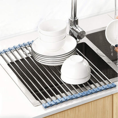 Roll Up Dish Drying Rack Over Sink Dish Rack 17.5''x11.8'' + Upgraded Watt Meter Power Meter Plug Home Electricity Usage Monitor