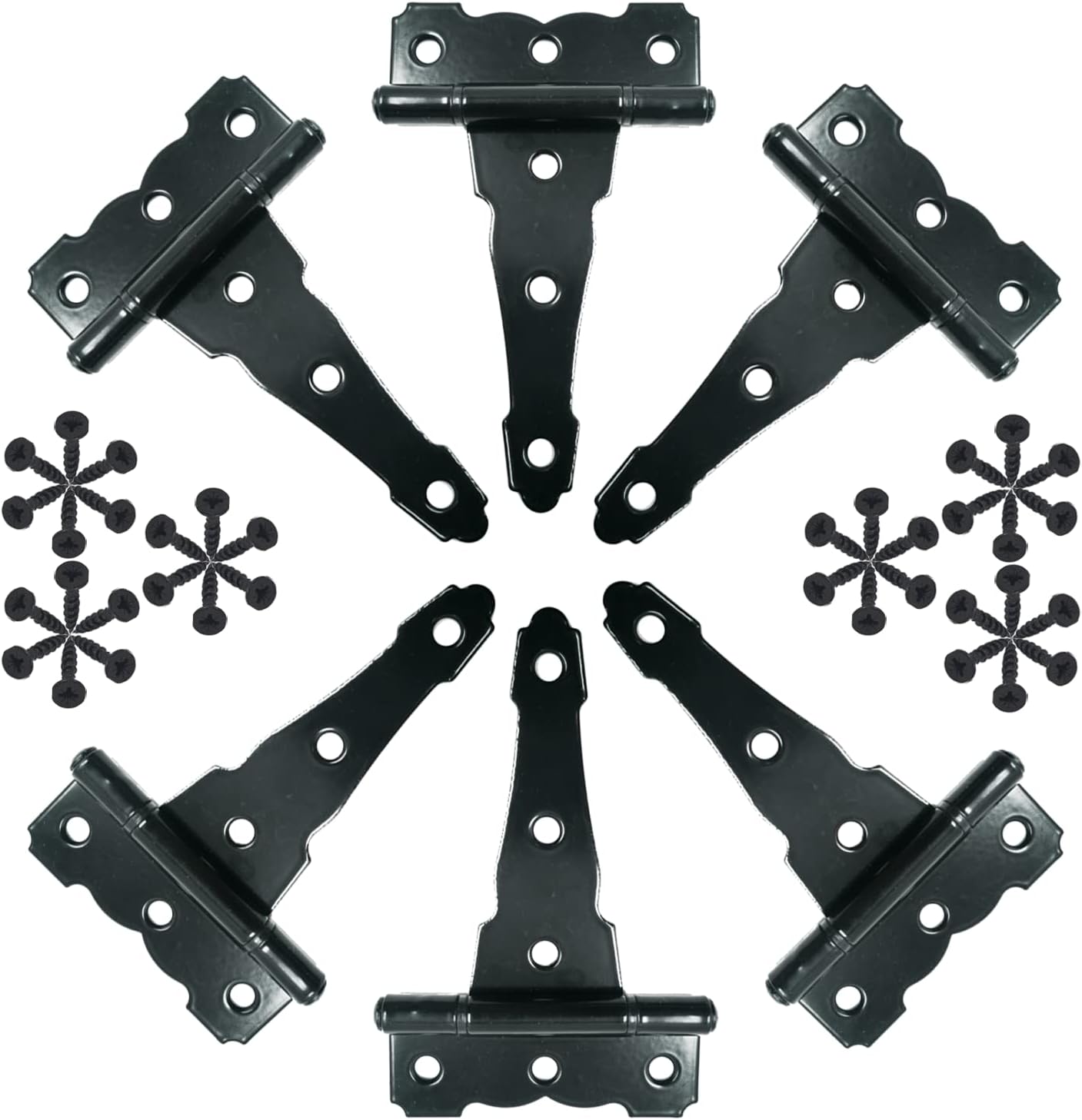 4 inch Strap Hinges - Heavy Duty, Rustproof, Classic Antique Shed Door Hinges (6, 4 inch)