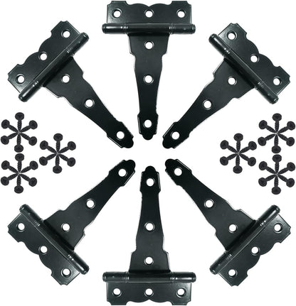 4 inch Strap Hinges - Heavy Duty, Rustproof, Classic Antique Shed Door Hinges (6, 4 inch)