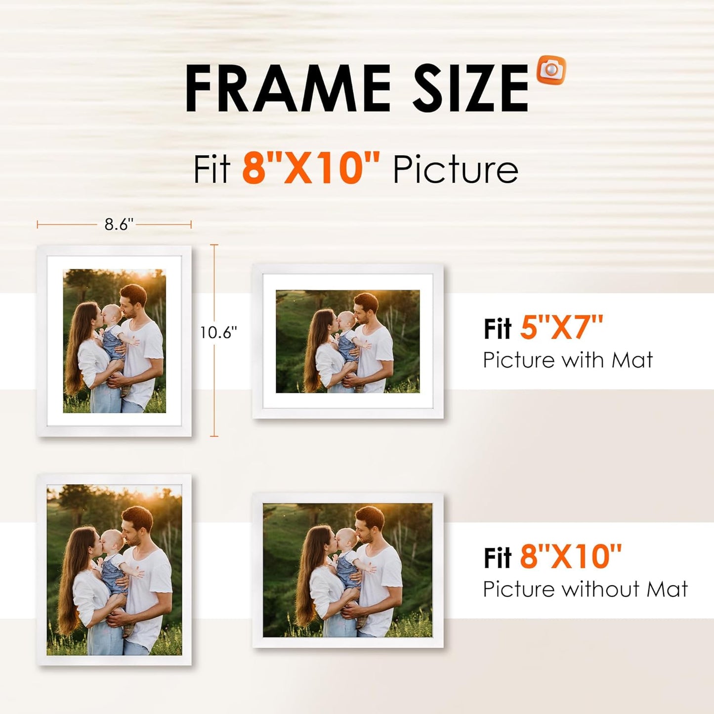 White 8x10 Picture Frame&11x14 Picture Frames Collage Wall Decor, Display 5 Pcs 4x6 Photos with Mat or 1 Pack 11x14 Poster without Mat, 4x6 Multiple Picture Frames, Family Collage Pi