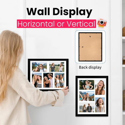 White 8x10 Picture Frame&11x14 Picture Frames Collage Wall Decor, Display 5 Pcs 4x6 Photos with Mat or 1 Pack 11x14 Poster without Mat, 4x6 Multiple Picture Frames, Family Collage Pi