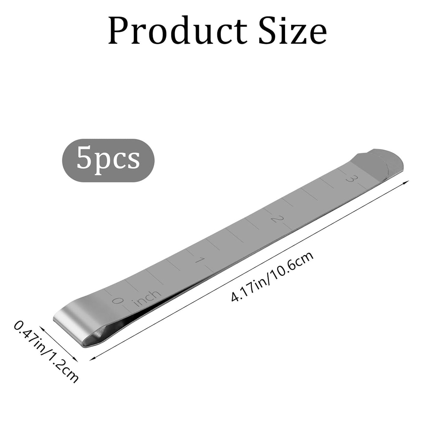5Pcs Sewing Clips,Stainless Steel Hemming Clips with 3 Inch Scale Sewing Ruler Metal Sewing Clip for Fabric and Quilting Pinning and Marking Accessories Sewing Supplies