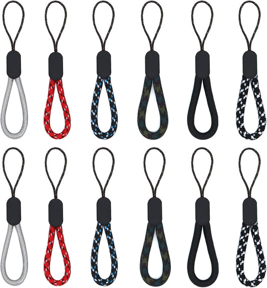 Finger Lanyard, 12 Pcs Short Wrist Lanyard 4.72in Nylon Hand Strap Keychain (6 Colors)