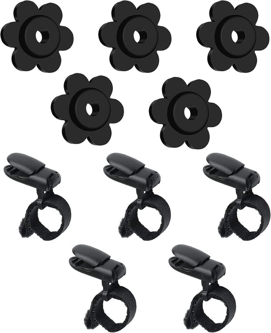HOOSUN 10 Pack Garden Flags Clips And Stoppers,Tiger Clips For Garden Flag Holder,Rubber Stoppers Yard Flag Holder Clip for Small Flags Pole 4th of July Accessories