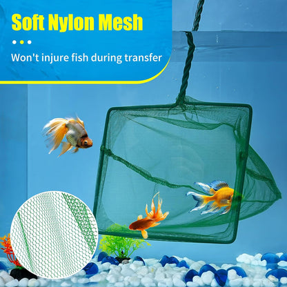 8 Inch Aquarium Fish Net, Wastes Skimming Cleaning Tool with Firm Handle for Fish Tanks Small Ponds