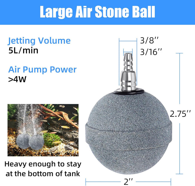 Pond Air Stone 2 Inch, Long Lasting Aerator Oxygen Differ, Air Pump Accessories for Aquarium, Fish Tank, Hydroponics, Ponds and DWC Reservoirs 2 Pack Main Image