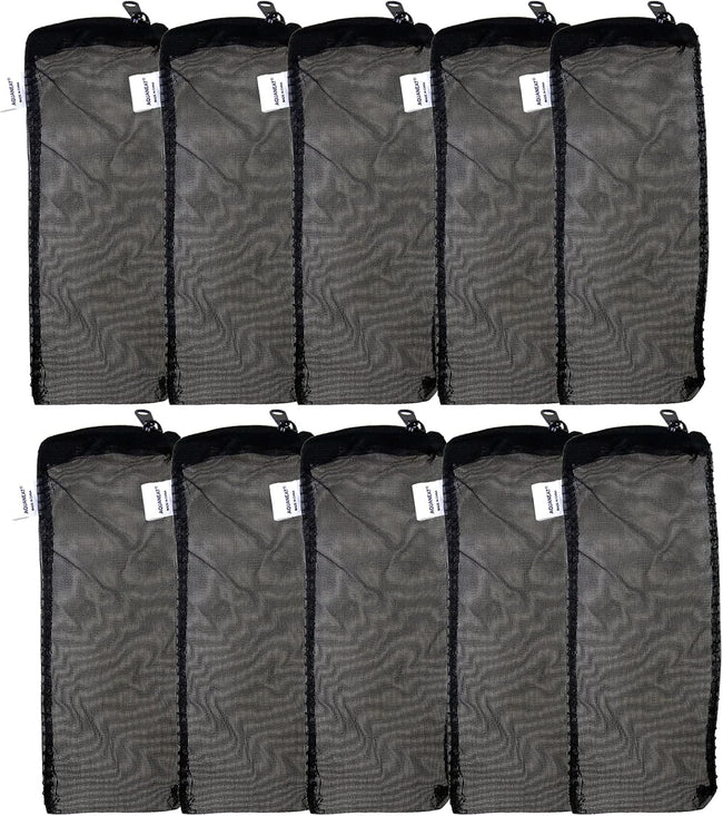 10pcs Aquarium Filter Media Bags, Fish Tank Fine Mesh Bags, 3”x4”/3”x8”/5.5”x8” with Plastic Zipper for Activated Carbon (3” x 8”) Hover Image