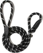 Dog Training Slip Leash, No Pull, Durable Reflective Lead, Puppy Heavy Duty Loop Rope, Comfortable Handle, 6 ft, 3/8 inch, diam. Black/White