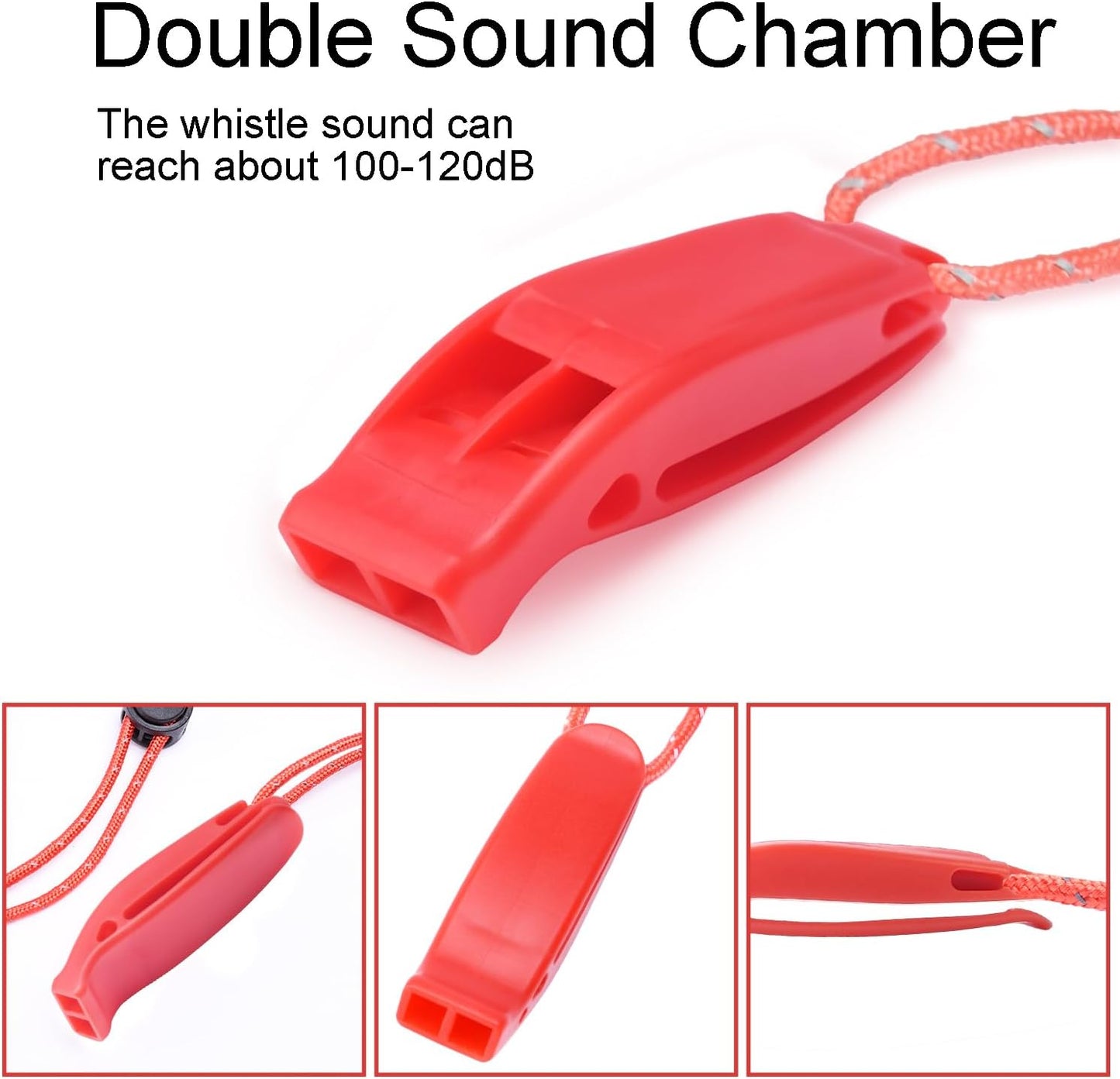 CooBigo 4Pcs Emergency Whistles, Loud Shrill Safety Whistle with Reflective Lanyard for Climbing Hiking Camping Boat Kayak