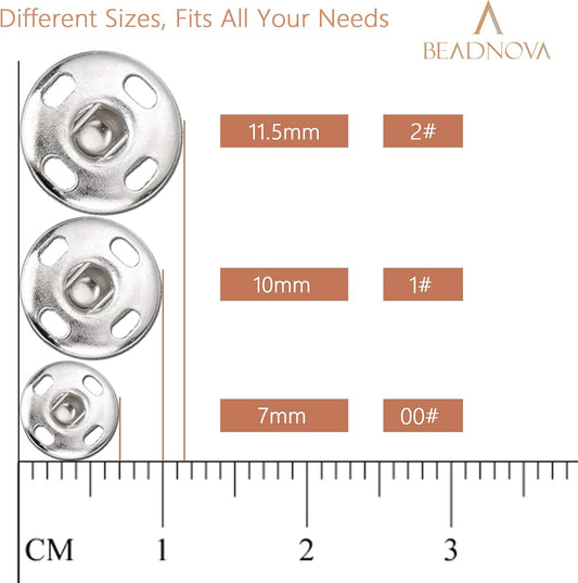 Snaps Buttons for Sewing Leather Snaps Button Press Sewing Tools Fastener Tools for Clothes (106 Sets, 3 Sizes)