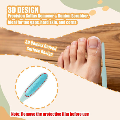3PCS Precision Callus Remover & Bunion Scrubber for Toe Gaps, 2 Style Toe Callus Remover & Foot File Exfoliator with Compact Design for Pedicures and Sensitive Areas