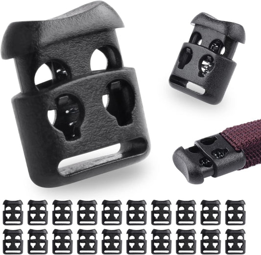 CooBigo Plastic Cord Locks for Paracord Drawstring Clip, Spring Toggle Cord Stopper Sweatpant Hat Gloves Hoodie String Lock