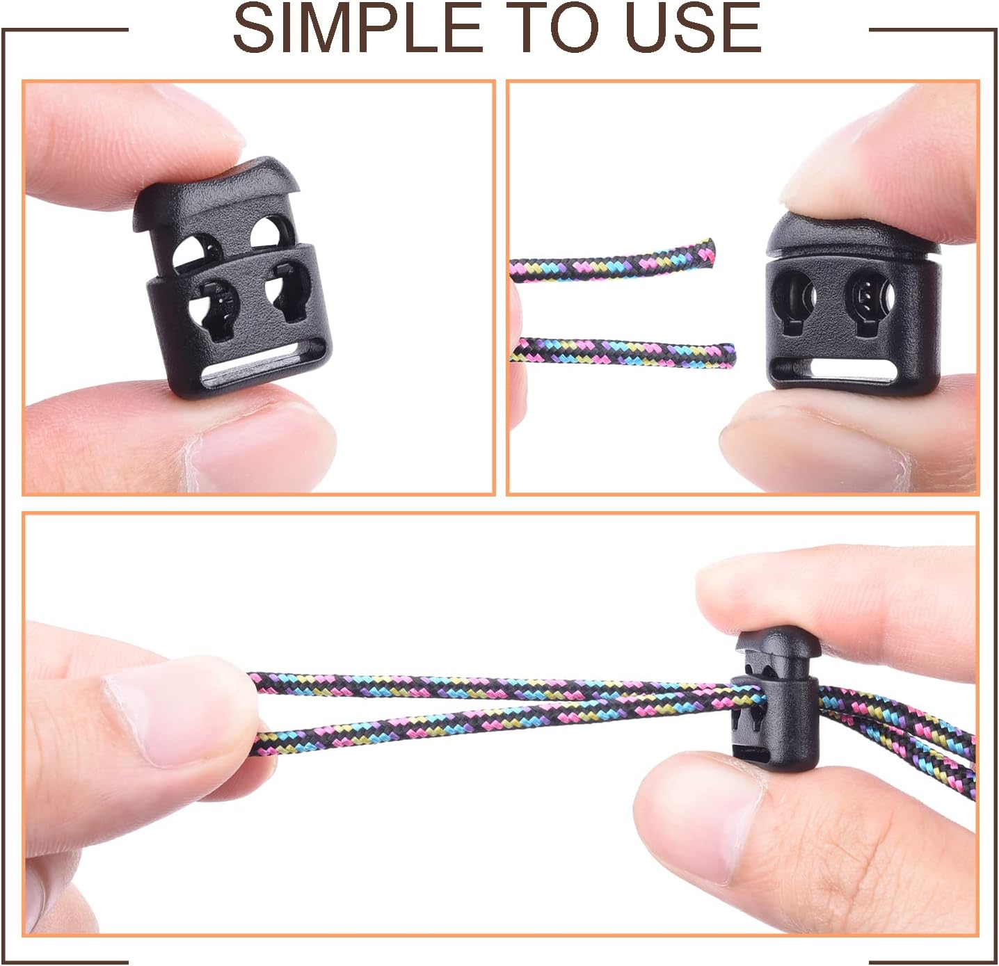 CooBigo Plastic Cord Locks for Paracord Drawstring Clip, Spring Toggle Cord Stopper Sweatpant Hat Gloves Hoodie String Lock