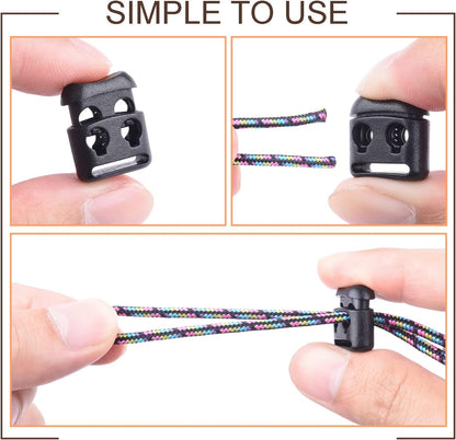 CooBigo Plastic Cord Locks for Paracord Drawstring Clip, Spring Toggle Cord Stopper Sweatpant Hat Gloves Hoodie String Lock