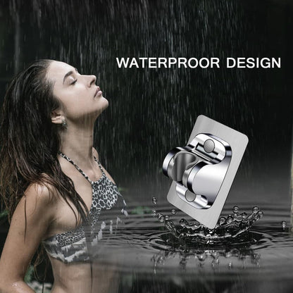 Shower Head Holder Shower Wand Holder Wall Mount Adhesive Adjustable Handheld Shower Holder No Drilling Shower Head Bracket, Silver
