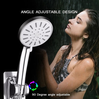 Shower Head Holder Shower Wand Holder Wall Mount Adhesive Adjustable Handheld Shower Holder No Drilling Shower Head Bracket, Silver