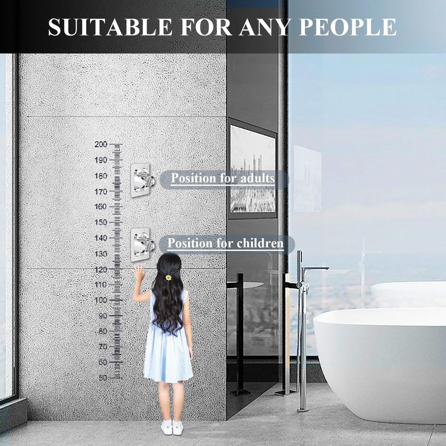Shower Head Holder Shower Wand Holder Wall Mount Adhesive Adjustable Handheld Shower Holder No Drilling Shower Head Bracket, Silver