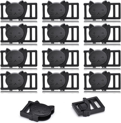 25Pack 3/8" Cat Collar Breakaway Clasps Accessories Plastic Adjustable Buckle Small Pet Supplies for Kitten Collar Straps DIY Cat Stuff(Black)