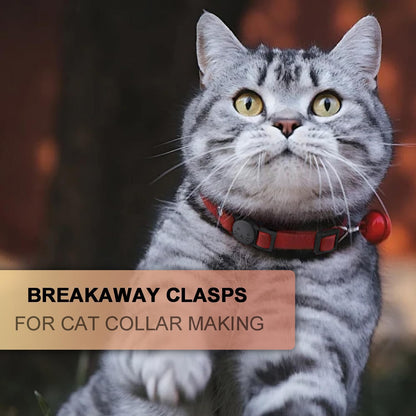 25Pack 3/8" Cat Collar Breakaway Clasps Accessories Plastic Adjustable Buckle Small Pet Supplies for Kitten Collar Straps DIY Cat Stuff(Black)