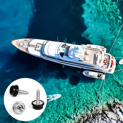 1" Boat Canvas Snaps, Marine Grade Boat Cover Snaps Stainless Steel Screws, 3/8" Socket Snap with Stainless Steel 1" Screw, 30 PCS