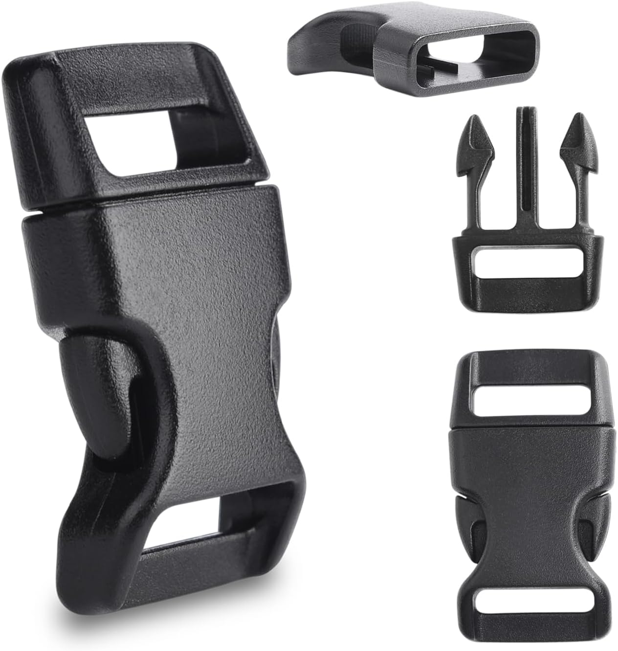 CooBigo 30 Pack 5/8 Inch Curved Paracord Bracelet Clip, Plastic Side Release Buckles for Parachute 550 Cord Paracord Bracelets Clasp Dog Collar Buckle DIY Craft Accessories