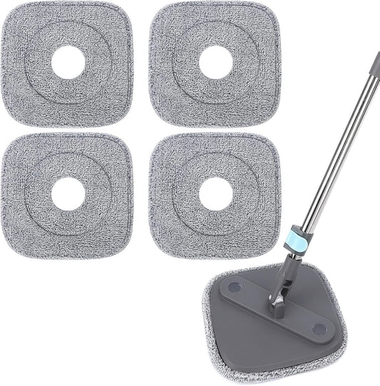 Square Microfiber Mop Pads Compatible with True & Tidy True Spin Mop - Mop Replacement Pads for Square Spin Mop and Bucket - Washable Pads fit for All 9 Inch Square Spin Mop (4 Pack)