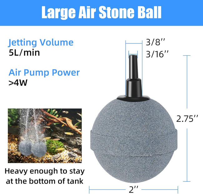 Air Stones for Ponds 2 Inch, Long Lasting Aerator Oxygen Differ, Air Pump Accessories for Aquariums, Fish Tanks, Hydroponics and DWC Reservoirs 4 Pack Main Image
