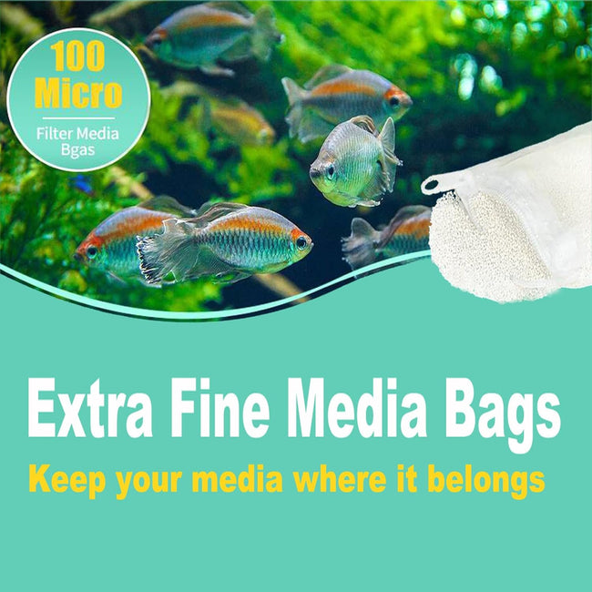 Aquarium Filter Media Bags 6pcs Fish Tank Extra Fine 100 Micron Mesh Bags with Plastic Zipper for Activated Carbon (3” x 4”) Main Image