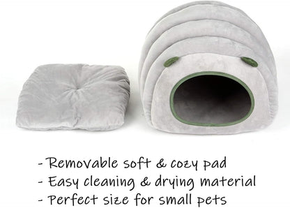 Guinea Pig Hideout Bed Rabbit Hoe Cave Accessories Cozy Hide-Out for Bunny Hedgehog Ferret Chinchilla&Other Small Animals (Grey, Caterpillar)