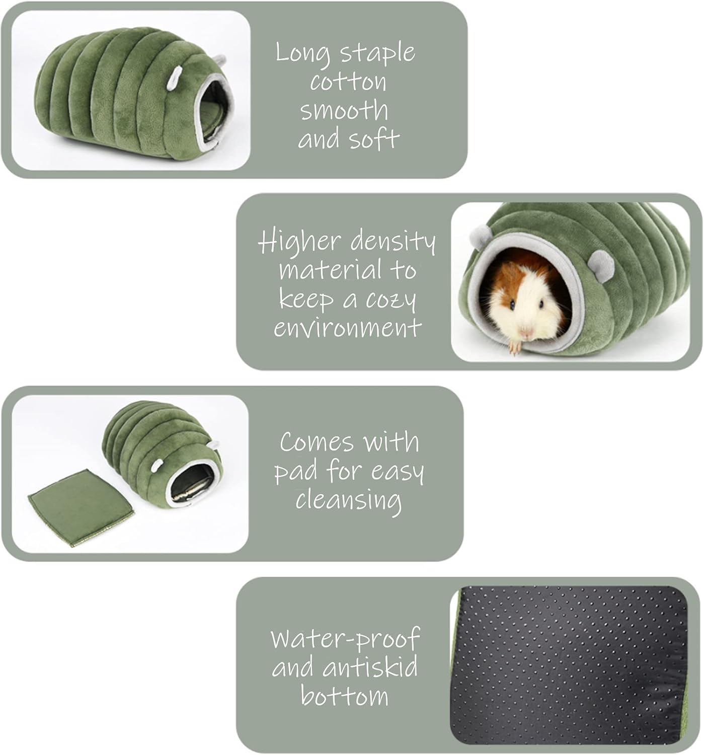 Guinea Pig Hideout Bed Rabbit Hoe Cave Accessories Cozy Hide-Out for Bunny Hedgehog Ferret Chinchilla&Other Small Animals (Grey, Caterpillar)