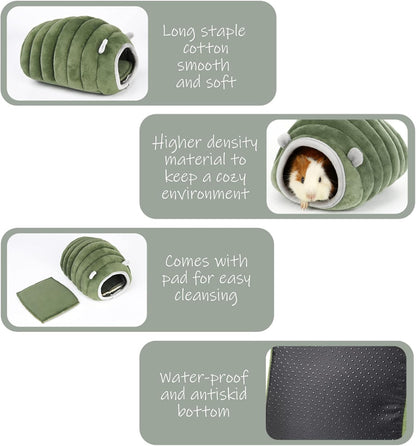 Guinea Pig Hideout Bed Rabbit Hoe Cave Accessories Cozy Hide-Out for Bunny Hedgehog Ferret Chinchilla&Other Small Animals (Grey, Caterpillar)