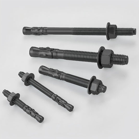 10Pcs 3/8x3 Inch Standard Fasteners for Heavy-Duty Black Wedge Anchors for Cement and Concrete