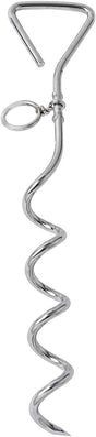 Dog Tie-Out Stake, Durable Silver Spiral Anchorstake, Secure Outdoor Tethering for All Cable Leash Chain, Camping Yard, Rt-Resistant, Easy Installation, Medium, 16 Inch