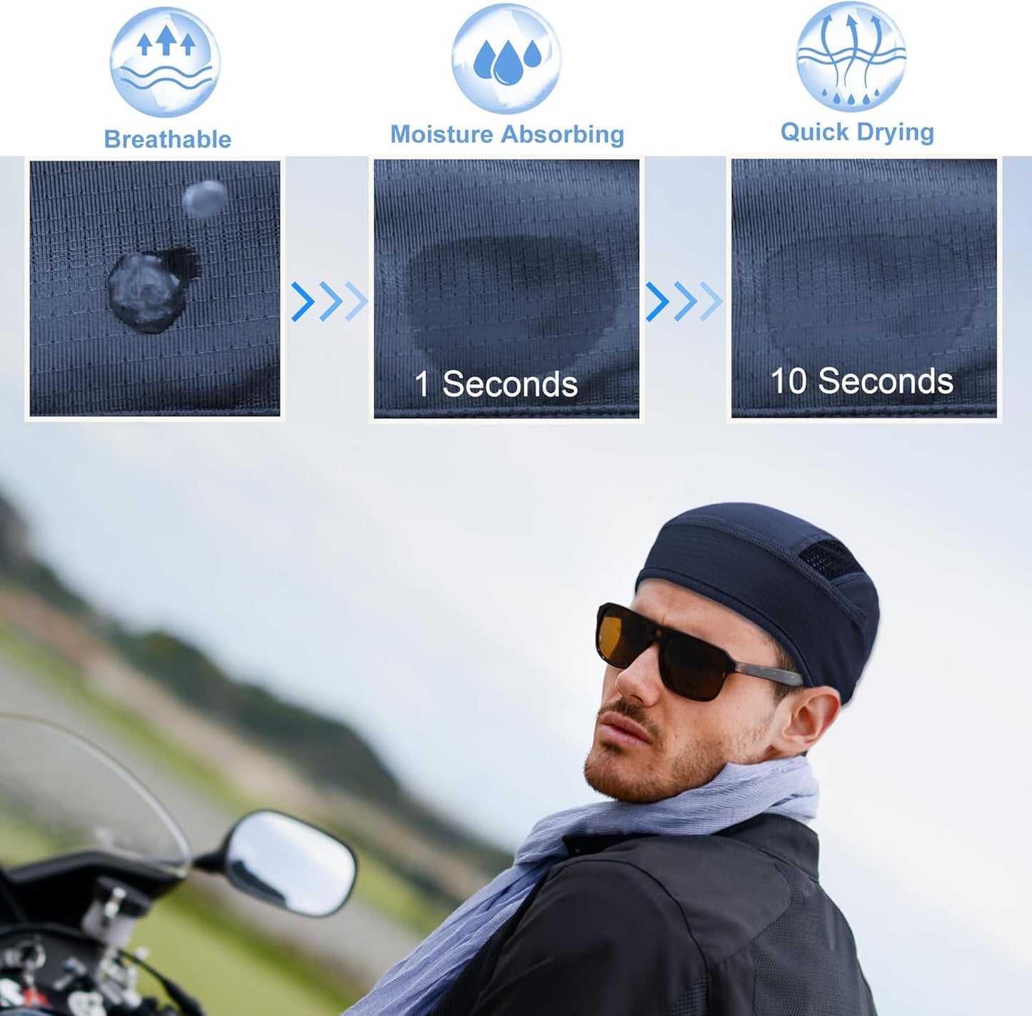 Skull Caps Cooling Helmet Liner,Lightweight Mesh Sweat Wicking Hard Hat Liner Cycling Motorcycle Cap for Men Women