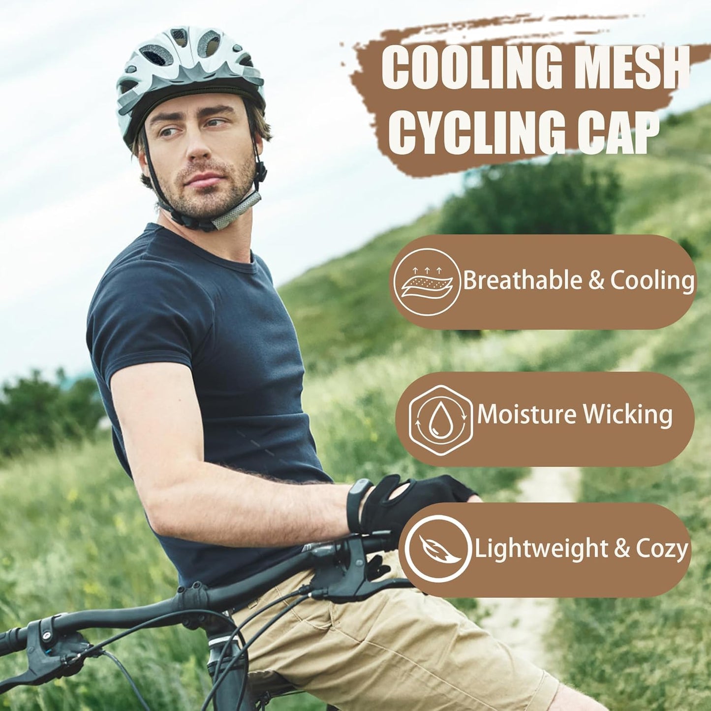 Skull Caps Cooling Helmet Liner,Lightweight Mesh Sweat Wicking Hard Hat Liner Cycling Motorcycle Cap for Men Women