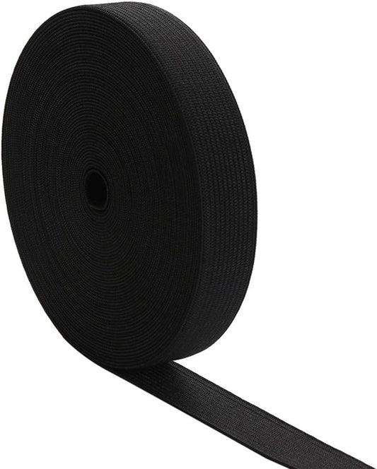1 Inch by 20 Yard Black Heavy Stretch High Elasticity Elastic Spool Knit Elastic Bands for Sewing