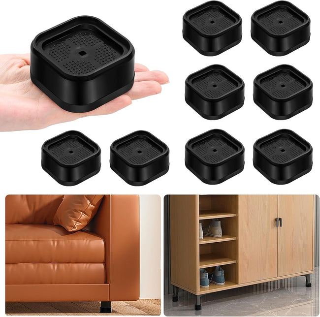 8 Pack Furniture Risers Adjtable Bed Risers Heavy Duty Lifts Height 1", Square Stackable Bed Risers 1, 2 or 3 Inch for Desk Leg Table Couch Sofa Chair Bed Frame Legs Dorm, Black Hover Image