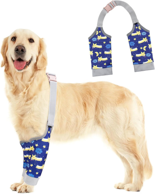 Dog Elbow Protector for Calles, Adjtable Dog Elbow Pads Leg Sleeve to Prevent Licking Biting on Joints, Breathable Dog Front Leg Brace Wound Cover for Small Medium Large Dogs