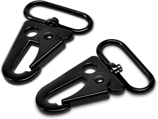 6 Pack Paracord Lanyard Accessories 1-1/4" Rifle Sling Clips Metal Swivel Snap Hook Keychain Carabiner Key Chain for Keyrings (Black)
