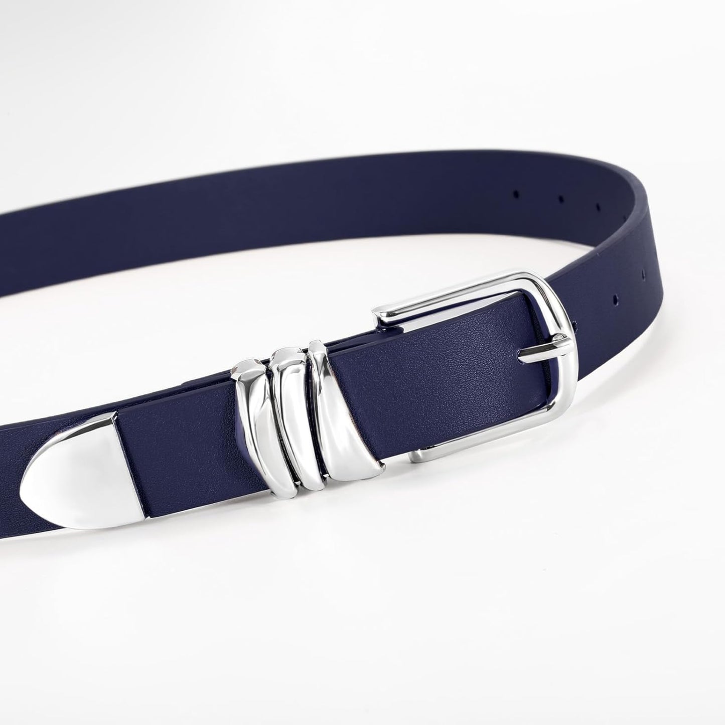 Women's Belt for Jeans Dress Leather Belt for Women Fashion Waist Ladies Belt with Silver Buckle