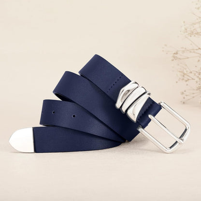Women's Belt for Jeans Dress Leather Belt for Women Fashion Waist Ladies Belt with Silver Buckle