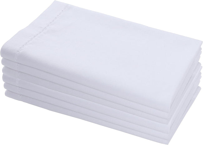 AMOUR INFINI Hemstitched-Flax Linen Cotton -White Napkins Set of 6 - Soft Dinner Napkins with Hemmed Edges, Hotel Quality 20 x 20 Inch for Home Dining, Table Decor Hover Image