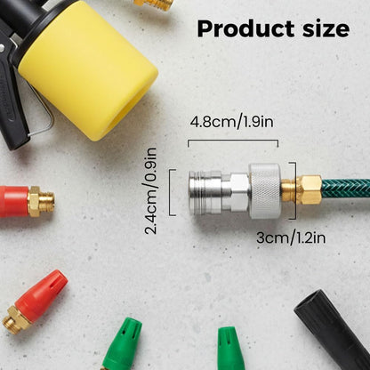 Garden Hose to Mini Power Washer Adapter-3/4 GHT to 1/4", Whit 5 Nozzle Set, Convert Water Hose to Power Washer Connector (1pcs)