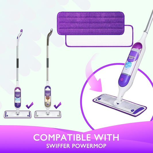 Reusable Power Mop Refills Pads Compatible with Swiffer PowerMop Mop 4 Pack & Reusable Wet Pads Refill Compatible with Swiffer Sweeper Mop 4 Pack (Mop is not Included)