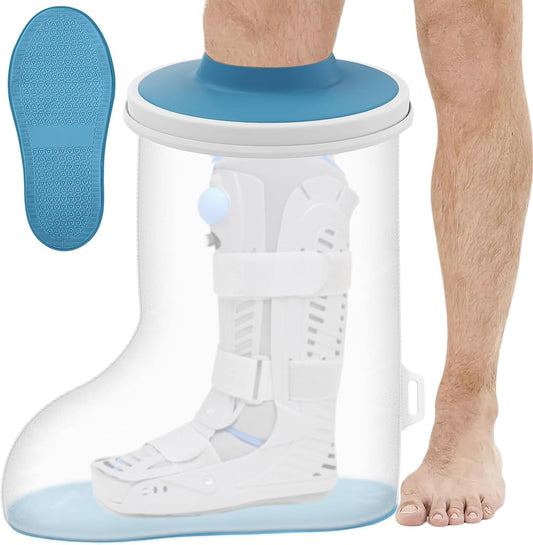 Waterproof Extra Wide Cast Covers for Shower Leg, Extra Large Foot Cast Protector with Non-Slip Bottom, Reable Leg Cast Cover for Pl Size Adults Large Casts Surgery Shower Boots