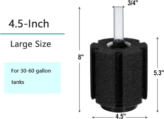 Aquarium Sponge Filter Breeding Fry Betta Shrimp Nano Fish Tank 4pcs (Large up to 60Gal) Main Image