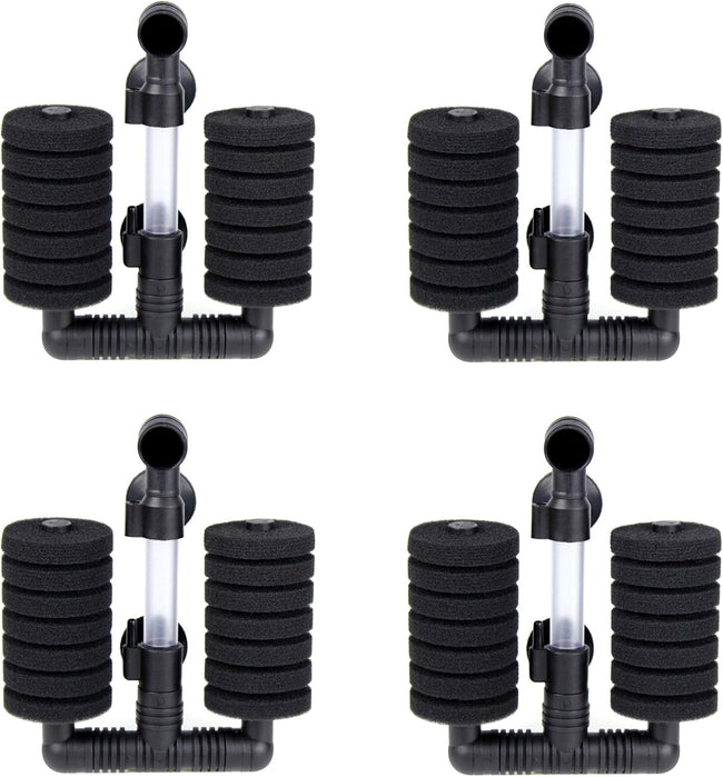 4 Pack Double Bio Sponge Filter, for Fry, Betta, Shrimp, Nano, Aquarium Fish Tank Hover Image