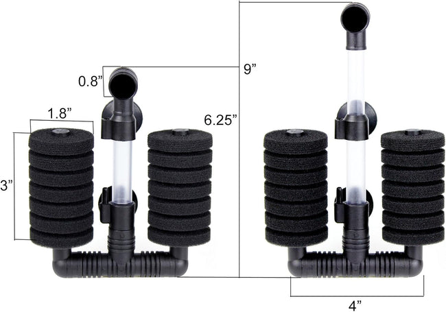4 Pack Double Bio Sponge Filter, for Fry, Betta, Shrimp, Nano, Aquarium Fish Tank Main Image